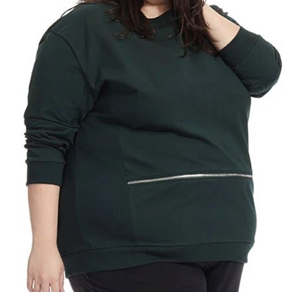 Universal Standard Equator Zip Sweatshirt Pullover Oversized Cotton Green Small
